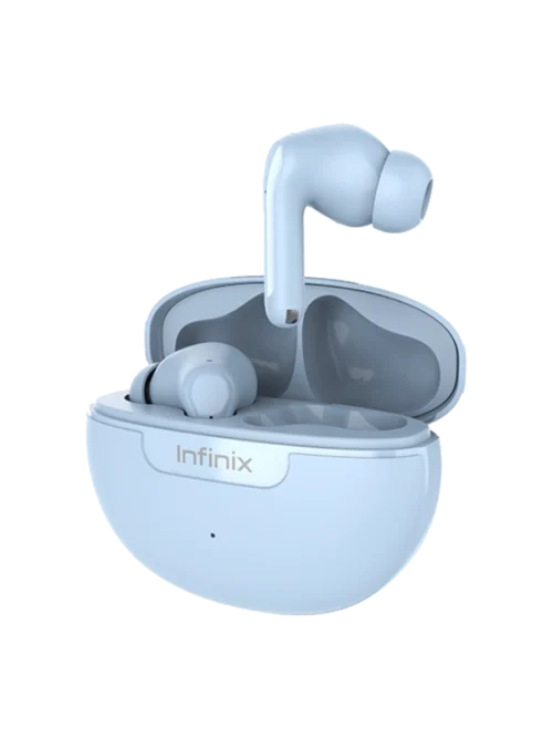 Infinix XBUDS H5 dengan Bluetooth 6.0, Spatial Audio 360°, AI ENC dual‑mic, dan daya tahan baterai 30 jam.