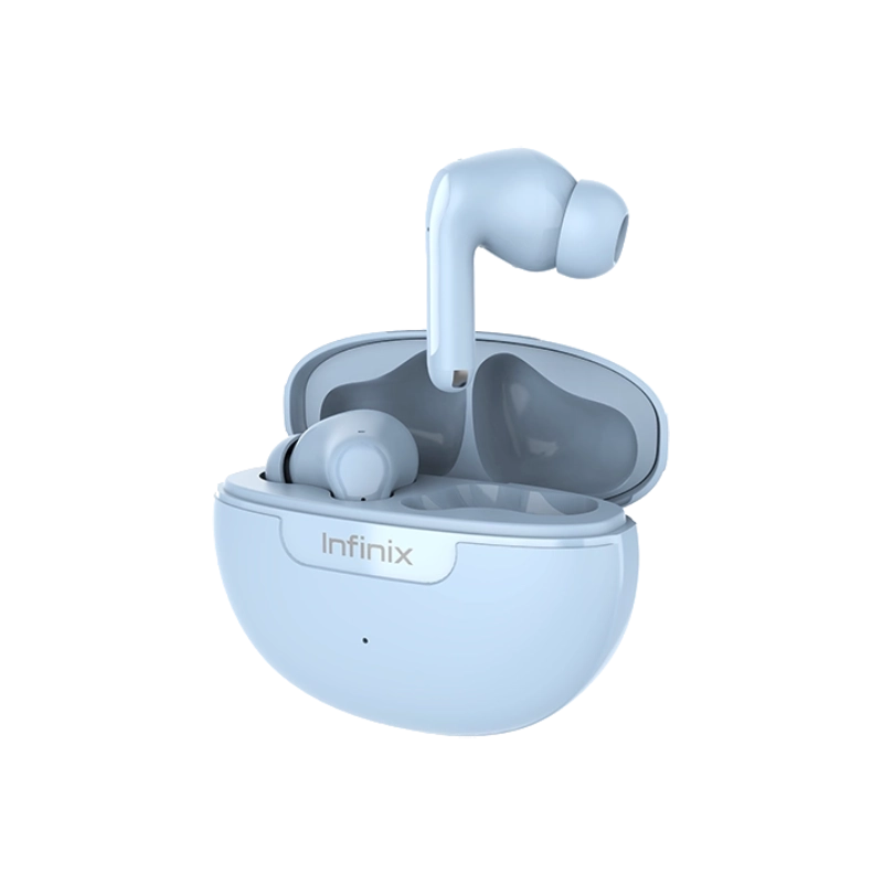 Infinix XBUDS H5 – TWS Bluetooth 6.0 dengan Spatial Audio 360° Infinix XBUDS H5 dengan Bluetooth 6.0, Spatial Audio 360°, AI ENC dual‑mic, dan daya tahan baterai 30 jam.